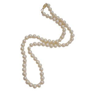 14K Yellow Gold Genuine Freshwater Pearl Strand Necklace 18” Long, K662